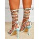  2024 Foreign PU Bandage Square Toe Women's Heels