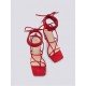 2024 Foreign PU Bandage Square Toe Women's Heels