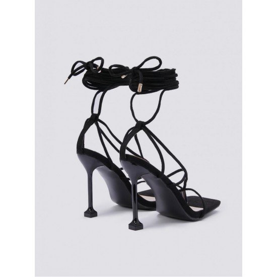 2024 Foreign PU Bandage Square Toe Women's Heels