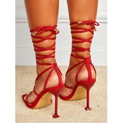 2024 Foreign PU Bandage Square Toe Women's Heels  2024 Foreign PU Bandage Square Toe Women's Heels