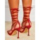 2024 Foreign PU Bandage Square Toe Women's Heels