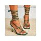  2024 Foreign PU Bandage Square Toe Women's Heels