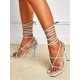  2024 Foreign PU Bandage Square Toe Women's Heels