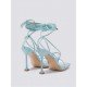  2024 Foreign PU Bandage Square Toe Women's Heels