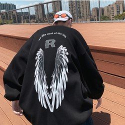 Casual Stylish Graffiti Feather Printing Men's Hoodie
