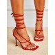  2024 Foreign PU Bandage Square Toe Women's Heels