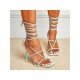  2024 Foreign PU Bandage Square Toe Women's Heels