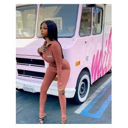 Embroidery Letter Matching 2 Piece Fitted Outfit Sets