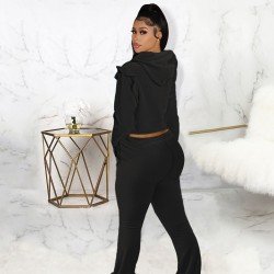 Pure Color Ruffled Casual Loose Women's Suits  Pure Color Ruffled Casual Loose Women's Suits