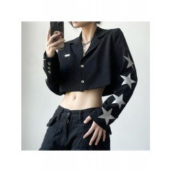 Fashion Star Print Women's Long Sleeve Coats