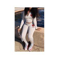  Fashion Heart Letter Printing Women's Trouser Suit