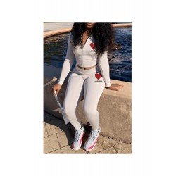  Fashion Heart Letter Printing Women's Trouser Suit