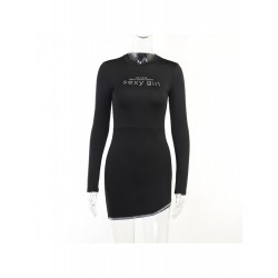 Casual Slim Letter Hot Drilling Short Dress  Casual Slim Letter Hot Drilling Short Dress