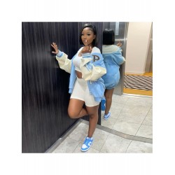 Fashion Casual Flame Printing Women's Baseball Jacket  Fashion Casual Flame Printing Women's Baseball Jacket