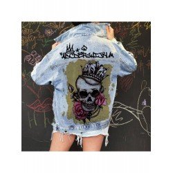 Spring Skull Pattern Women Denim Jacket Coats Spring Skull Pattern Women Denim Jacket Coats