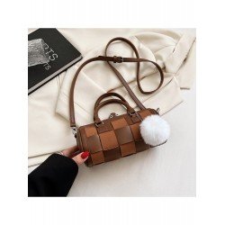 PU Contrast Color Plaid Women's Messenger Bags  PU Contrast Color Plaid Women's Messenger Bags