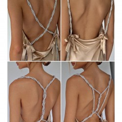 Alluring White Backless Sleeveless Ladies Dress