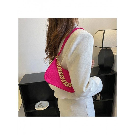  2024 New PU Pure Color Causal Underarm Bag
