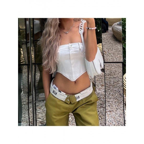  Summer 2024 Pure Color Backless Sleeveless Crop Vest