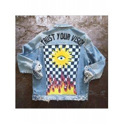 Grid Printed Denim Jacket Coats For Women Grid Printed Denim Jacket Coats For Women