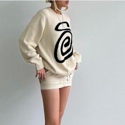  Abstract Pattern Loose Autumn Pullover Sweaters