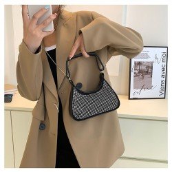  Rhinestone Black Chain Cross Body Shoulder Bags