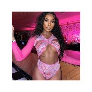  2024 Sexy V Neck Hollow Out Printing Bodysuits