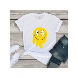 Women Smile Face Melting Graphic Summer T Shirts Women Smile Face Melting Graphic Summer T Shirts