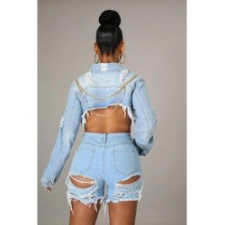 Fashion Casual Pure Color Denim Jacket For Women Fashion Casual Pure Color Denim Jacket For Women