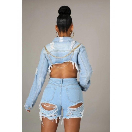 Fashion Casual Pure Color Denim Jacket For Women Fashion Casual Pure Color Denim Jacket For Women