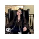 Punk Style Chain Tassel Solid Cropped Jacket Coats