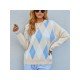  2024 Round Neck Rhombus Lattice Knitwear Sweater