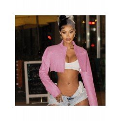 Sexy Letter PU Leather Crop Cardigan Jackets Sexy Letter PU Leather Crop Cardigan Jackets