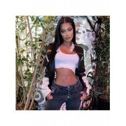 Street Style PU Leather Contrast Color Zipper Jacket  Street Style PU Leather Contrast Color Zipper Jacket