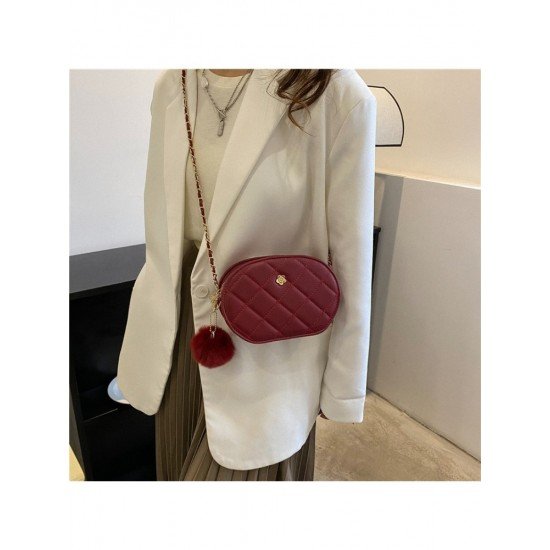 2024 Rhombus Lattice PU Pure Color Shoulder Bags