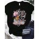 Women Graphic Crew Neck Black T Shirts