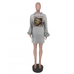 Casual Figure Pattern Printing Long Sweater Dress  Casual Figure Pattern Printing Long Sweater Dress
