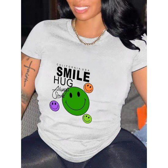 Smile Face Emoji Graphics T Shirts For Women