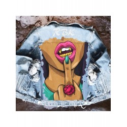 Fashion Lips Printing Women's Denim Jacket  Fashion Lips Printing Women's Denim Jacket