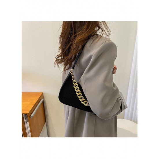  2024 New PU Pure Color Causal Underarm Bag