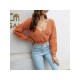  2024 Pure Color V-Neck Women's Navel Sweater