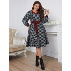 Fashion Plaid Long Sleeve Dress For Women  Fashion Plaid Long Sleeve Dress For Women