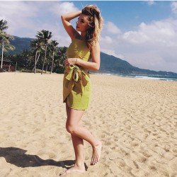 Zipper Up Solid Summer Sleeveless Short Dress
