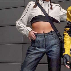 Punk Style Stand Collar White Leather Cropped Jackets