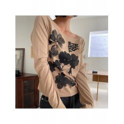 Ladies Flower Pattern Long Sleeve T Shirts Ladies Flower Pattern Long Sleeve T Shirts