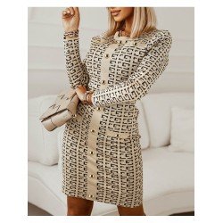 Temperament Geometric Pattern Women's Long Sleeve Dress  Temperament Geometric Pattern Women's Long Sleeve Dress