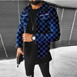 Casual Grid Denim Jackets For Men