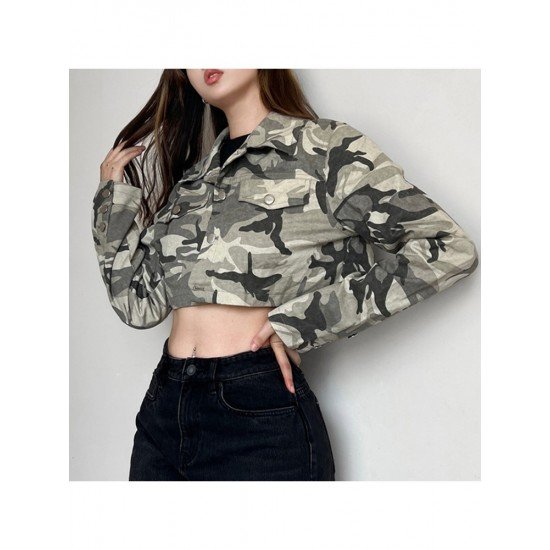 Fall Cool Street Camouflage Cropped Jacket Coats