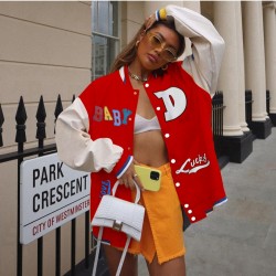 Fashion Casual Letter Printing Women's Baseball Jacket