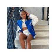  Fashion Casual Contrast Color Women's Baseball Jackets